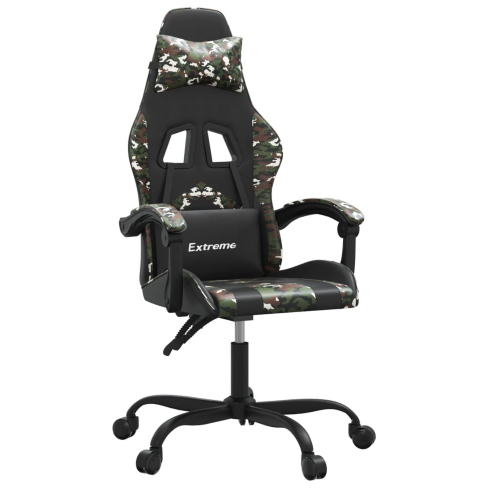 Produktbild för Snurrbar gamingstol svart och kamouflage konstläder