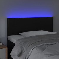 Produktbild för Sänggavel LED svart 100 x 5 x 78/88 cm konstläder