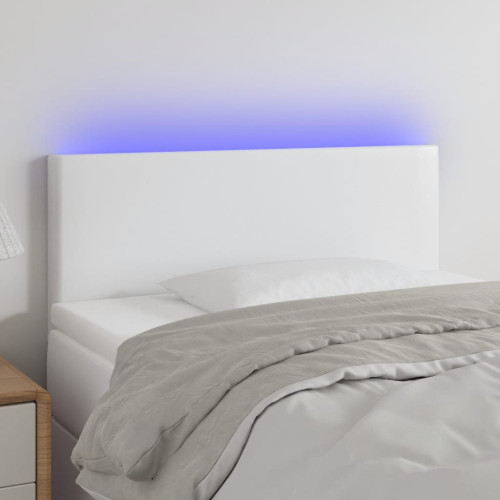 vidaXL Sänggavel LED vit 100 x 5 x 78/88 cm konstläder