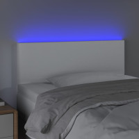 Produktbild för Sänggavel LED vit 100 x 5 x 78/88 cm konstläder