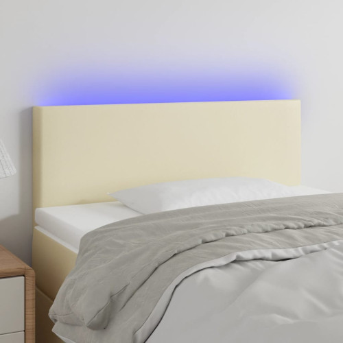 vidaXL Sänggavel LED gräddvit 100x5x78/88 cm konstläder