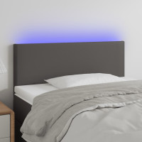 Produktbild för Sänggavel LED grå 100x5x78/88 cm konstläder