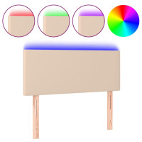 Produktbild för Sänggavel LED cappuccino 100x5x78/88 cm konstläder