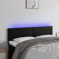 Produktbild för Sänggavel LED svart 144x5x78/88 cm konstläder
