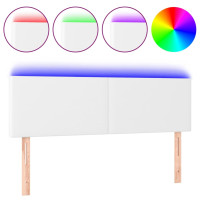 Produktbild för Sänggavel LED vit 144x5x78/88 cm konstläder