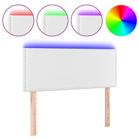 Produktbild för Sänggavel LED vit 90x5x78/88 cm konstläder