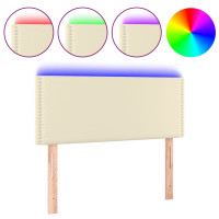 Miniatyr av produktbild för Sänggavel LED gräddvit 90x5x78/88 cm konstläder