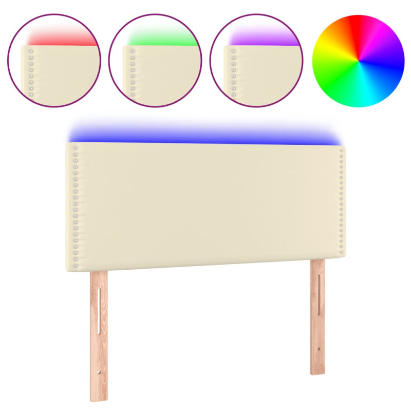 Produktbild för Sänggavel LED gräddvit 90x5x78/88 cm konstläder