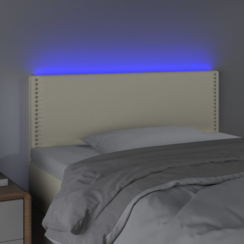 Produktbild för Sänggavel LED gräddvit 90x5x78/88 cm konstläder