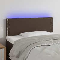 Produktbild för Sänggavel LED brun 90x5x78/88 cm konstläder