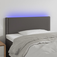 Produktbild för Sänggavel LED grå 90x5x78/88 cm konstläder