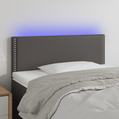 vidaXL Sänggavel LED grå 90x5x78/88 cm konstläder