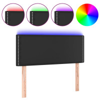 Produktbild för Sänggavel LED svart 100 x 5 x 78/88 cm konstläder