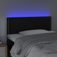 Produktbild för Sänggavel LED svart 100 x 5 x 78/88 cm konstläder
