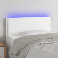Produktbild för Sänggavel LED vit 100 x 5 x 78/88 cm konstläder