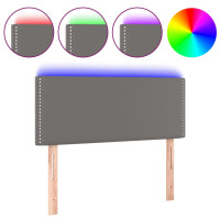 Produktbild för Sänggavel LED grå 100x5x78/88 cm konstläder