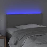 Produktbild för Sänggavel LED grå 100x5x78/88 cm konstläder