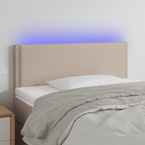vidaXL Sänggavel LED cappuccino 100x5x78/88 cm konstläder