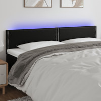 Produktbild för Sänggavel LED svart 160x5x78/88 cm konstläder