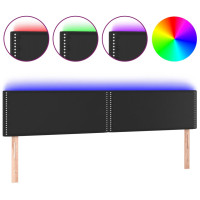 Produktbild för Sänggavel LED svart 160x5x78/88 cm konstläder