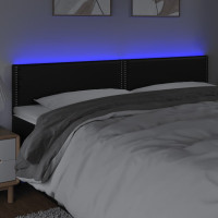 Produktbild för Sänggavel LED svart 160x5x78/88 cm konstläder