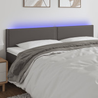 Miniatyr av produktbild för Sänggavel LED grå 160x5x78/88 cm konstläder