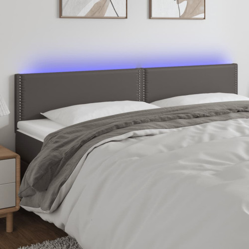vidaXL Sänggavel LED grå 160x5x78/88 cm konstläder