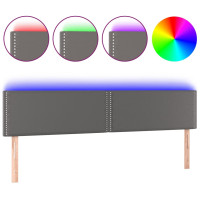 Miniatyr av produktbild för Sänggavel LED grå 160x5x78/88 cm konstläder