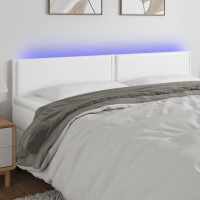 Miniatyr av produktbild för Sänggavel LED vit 200x5x78/88 cm konstläder