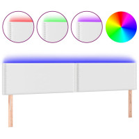 Miniatyr av produktbild för Sänggavel LED vit 200x5x78/88 cm konstläder