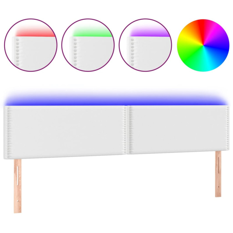 Produktbild för Sänggavel LED vit 200x5x78/88 cm konstläder