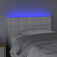 Produktbild för Sänggavel LED vit 100 x 5 x 78/88 cm konstläder