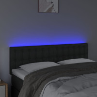 Produktbild för Sänggavel LED svart 144x5x78/88 cm konstläder