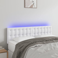 Produktbild för Sänggavel LED vit 144x5x78/88 cm konstläder