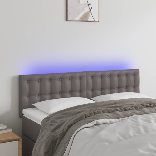 vidaXL Sänggavel LED grå 144x5x78/88 cm konstläder