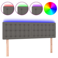 Produktbild för Sänggavel LED grå 144x5x78/88 cm konstläder