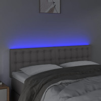 Produktbild för Sänggavel LED grå 144x5x78/88 cm konstläder