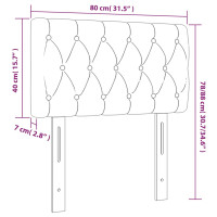 Produktbild för Sänggavel LED gräddvit 80x7x78/88 cm tyg