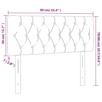 Produktbild för Sänggavel LED gräddvit 90x7x78/88 cm tyg