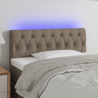 Produktbild för Sänggavel LED taupe 100 x 7 x 78/88 cm tyg