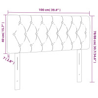 Produktbild för Sänggavel LED gräddvit 100 x 7 x 78/88 cm tyg