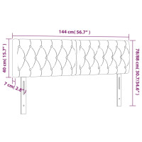 Produktbild för Sänggavel LED gräddvit 144x7x78/88 cm tyg