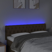 Produktbild för Sänggavel LED mörkbrun 160x7x78/88 cm tyg