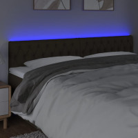 Produktbild för Sänggavel LED mörkbrun 180x7x78/88 cm tyg