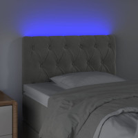 Produktbild för Sänggavel LED ljusgrå 80x7x78/88 cm sammet