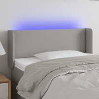 Produktbild för Sänggavel LED ljusgrå 83x16x78/88 cm tyg