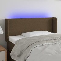 Produktbild för Sänggavel LED mörkbrun 83x16x78/88 cm tyg