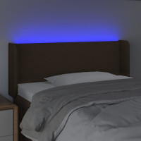 Produktbild för Sänggavel LED mörkbrun 83x16x78/88 cm tyg