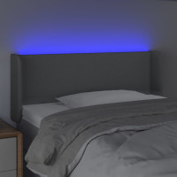 Produktbild för Sänggavel LED ljusgrå 93x16x78/88 cm tyg