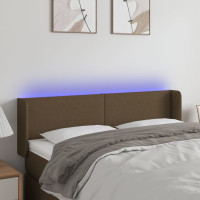 Miniatyr av produktbild för Sänggavel LED mörkbrun 147x16x78/88 cm tyg